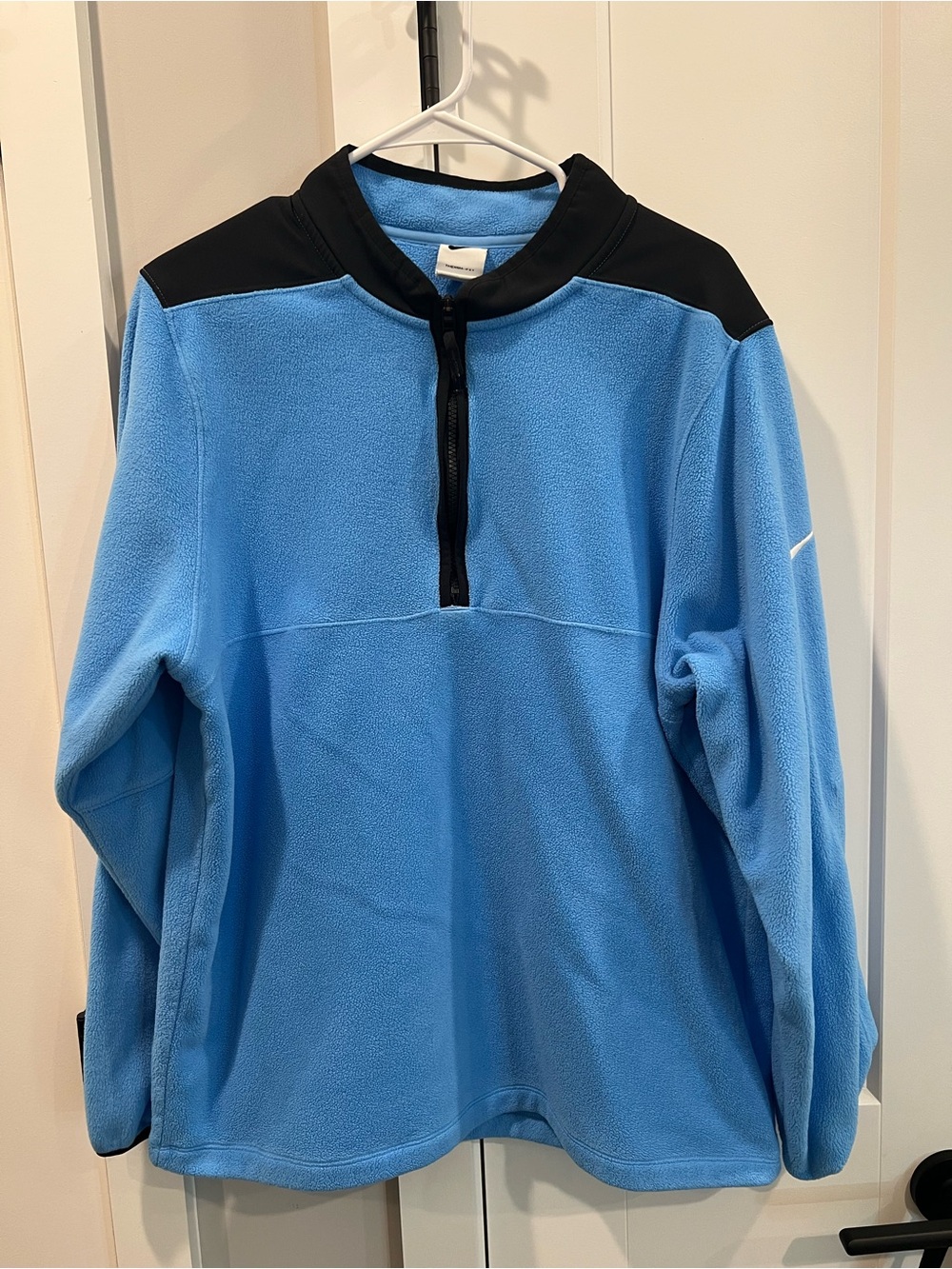 Nike Men's Light Blue Fleece Quarter-Zip with Black Trim